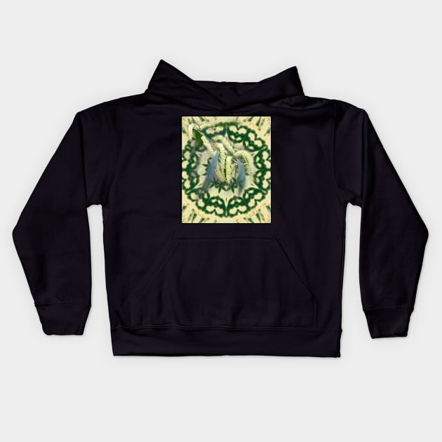 wattle on green and yellow kaleidoscope Kids Hoodie by hereswendy